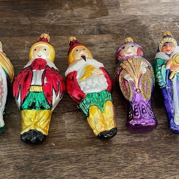 Vintage Kurt Adler polonaise handblown christmas ornaments set of 5 - Picture 6 of 12